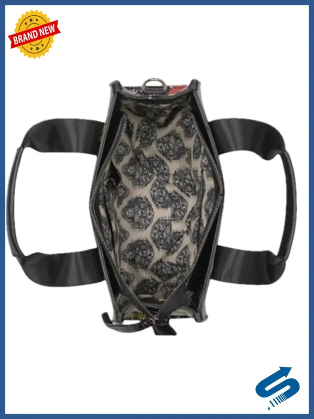 Vintage Tattoo Floral Skull Print Crossbody Bag with Adjustable Strap